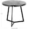 21.5" Black Teak Wood Handmade Live Edge Accent Table with Black Metal Base
